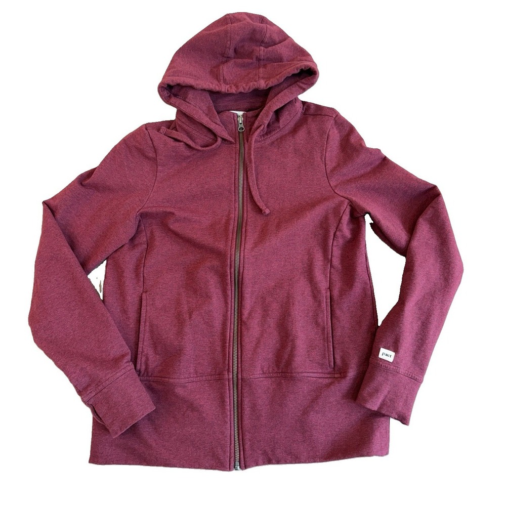 Pact Womens Medium Organic Cotton Full Zip Up Pockets Hoodie Fleece Sweatshirt